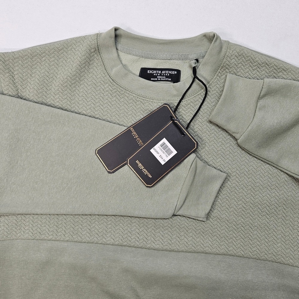 Eighth Avenue New York Men Small Sage Green Textured Crewneck Sweatshirt - Picture 10 of 10